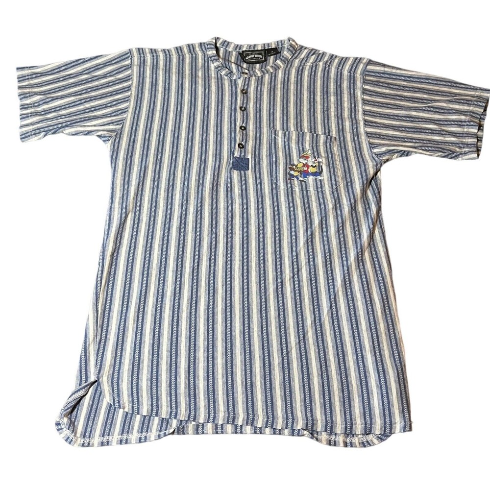 Looney Tunes Vintage 1997 Classic Bugs Bunny Blue Striped T-Shirt Men's Size M